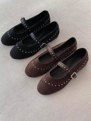 【百搭易襯款！】Suede Studs Ballet Flats