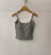 【✔️PAD｜拼接設計】Layered Double Strap Padded Cami Top