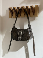 Vintage Washed Buckle Shoulder Bag