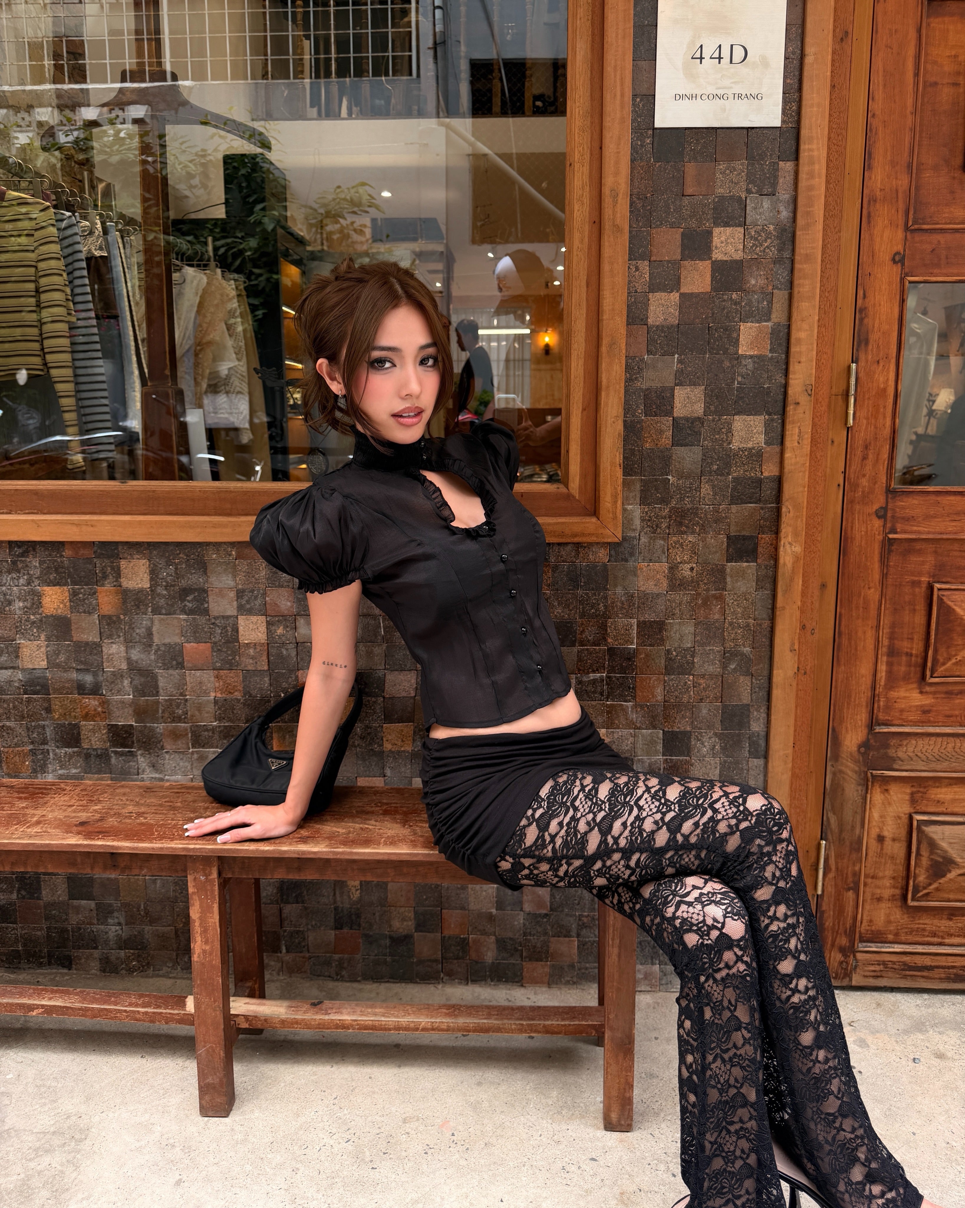Neo-asian Puff sleeve set