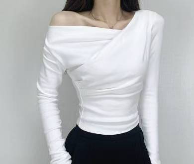 【$99系列｜ Office必入款～】Basic Solid Single Shoulder Long Sleeve Top