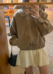 【美拉徳麂皮外套】Millard Solid Crop Jacket