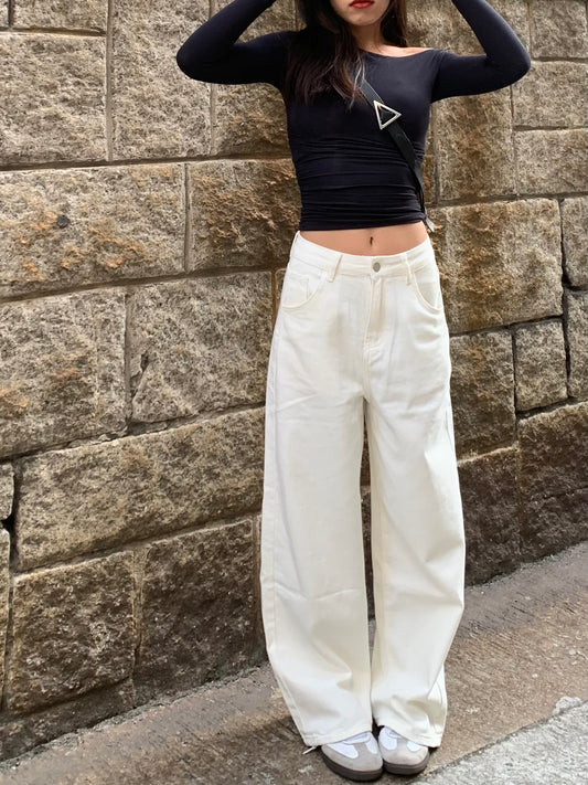 【梨型身材衣櫃必備！】10/10 Wide Leg White Jeans