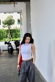 #T240【店主自留款! 10/10入膊背心】Basic Solid Boat Neck Tank Top