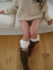 【麻花單肩針織Top】Cable Ribbed Off Shoulder Cardigan