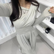 【$99系列｜ Office必入款～】Basic Solid Single Shoulder Long Sleeve Top