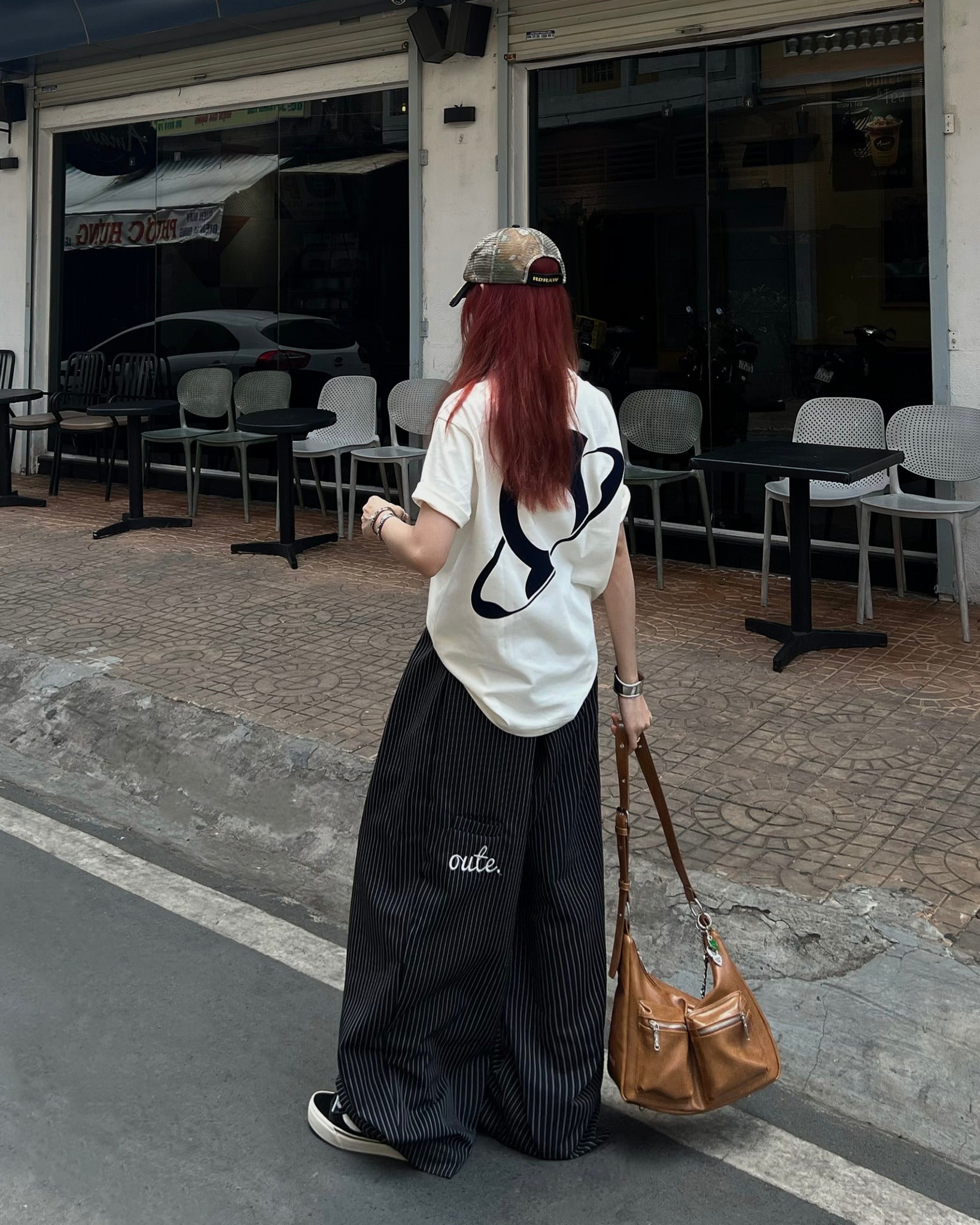 Outerity striped wide leg pants