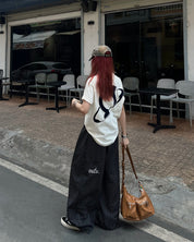 Outerity striped wide leg pants