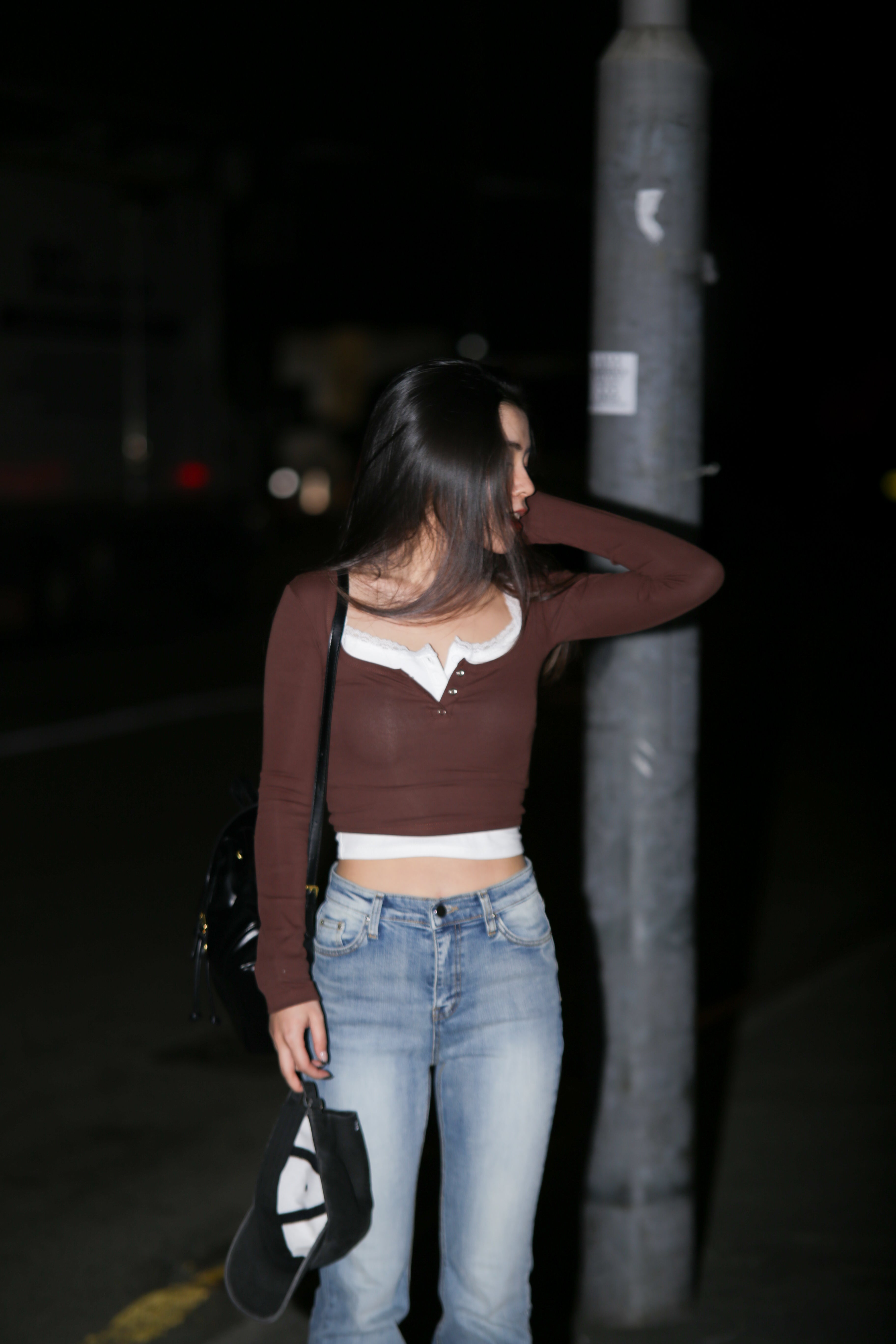 【長袖背心套裝！ 】Lace Cami & Brown Long Sleeve Top Set