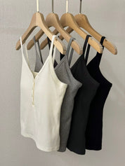 【✔️PAD｜鈕扣設計】V Neck Button Front Cami Padded Bra top