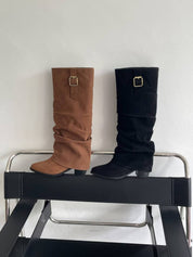 【6cm粗踭長Boots】6cm Classy Suede Boots