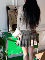 Flannel Checkered Pleated Skirt