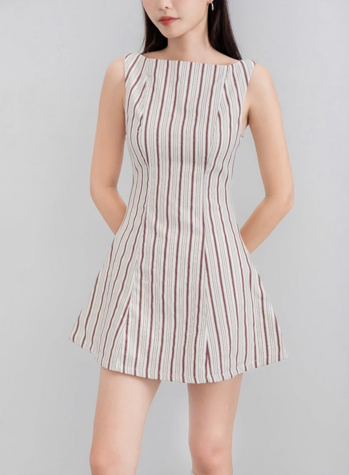 【🇻🇳越南連線】Striped Boat Neck Mini Dress