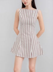 【🇻🇳越南連線】Striped Boat Neck Mini Dress