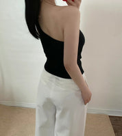 【✔️PAD｜單肩設計】Single Shoulder Padded Bra Top