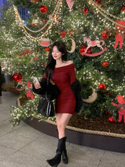【節日感Party Dress🎊】2 Way Off Shoulder Dress