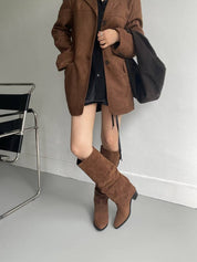 【6cm粗踭長Boots】6cm Classy Suede Boots