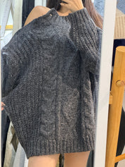 【小性感麻花OP！】Shoulder Cut Cable Cardigan