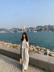 【超舒適慵懶渡假套裝】Solid Cami Top With Wide Leg Pants Set