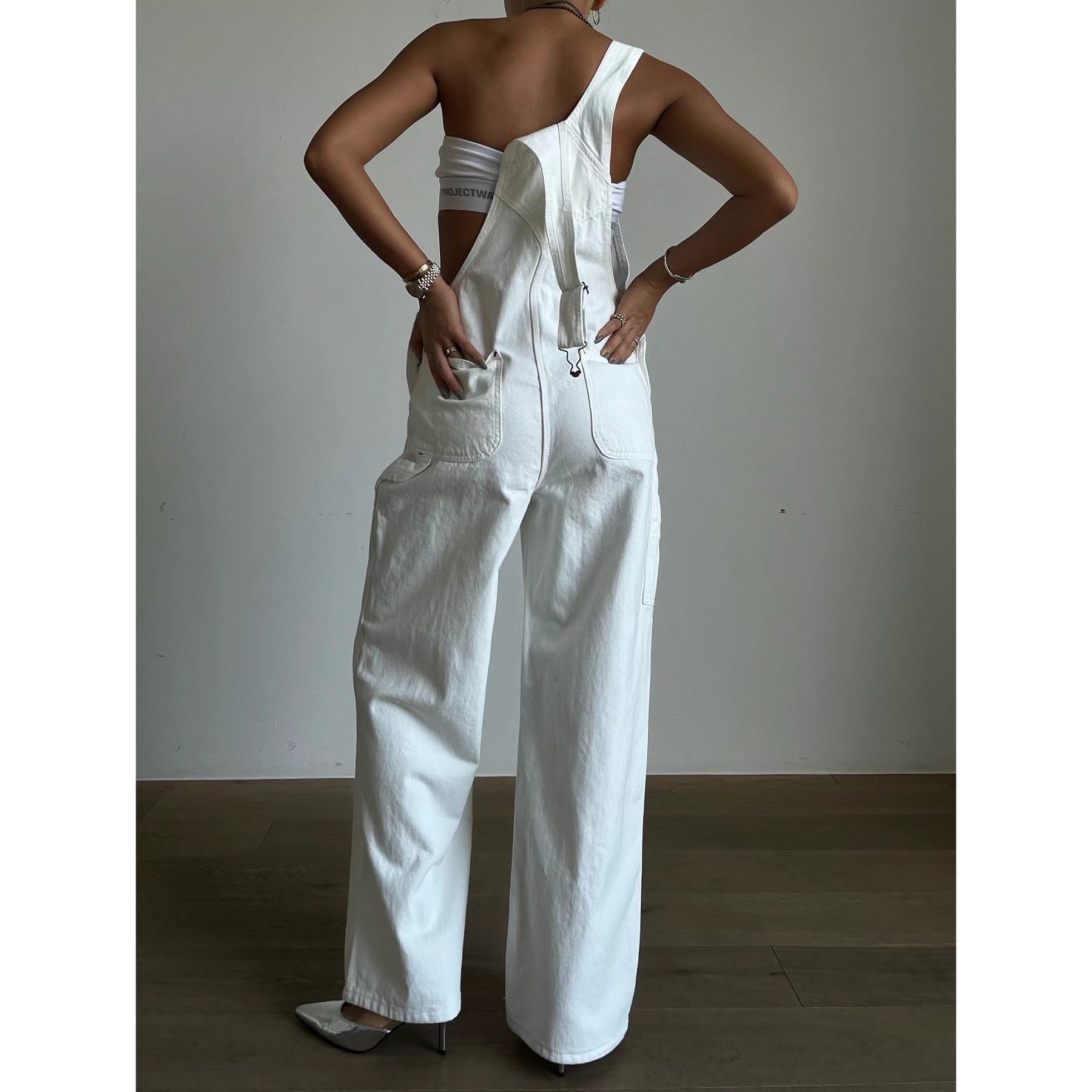 Solid Denim Overall Jumpsuit