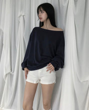 【歐美風單肩sweater】 Long Sleeve Off Shoulder Sweater