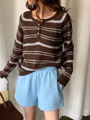 【秋冬必備｜透膚感Max！】See Through Striped Cardigan