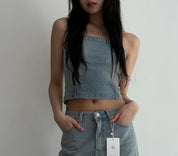 【Y2K復刻牛仔抹胸】Denim Tube Top