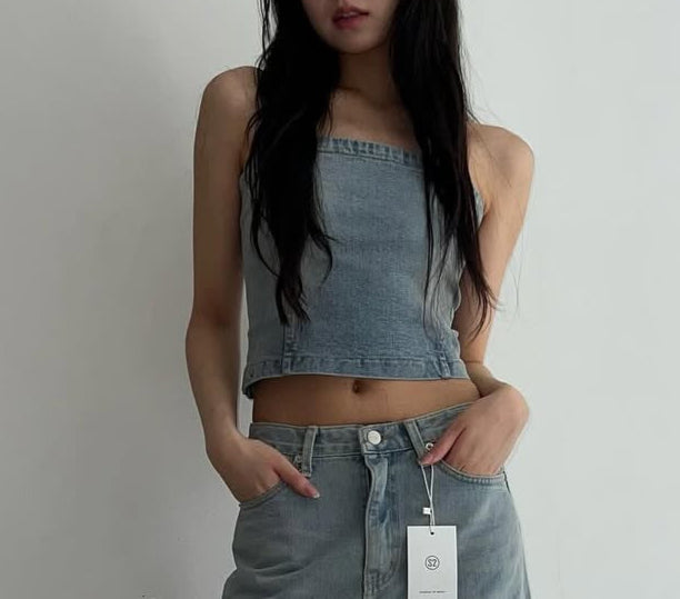 【Y2K復刻牛仔抹胸】Denim Tube Top