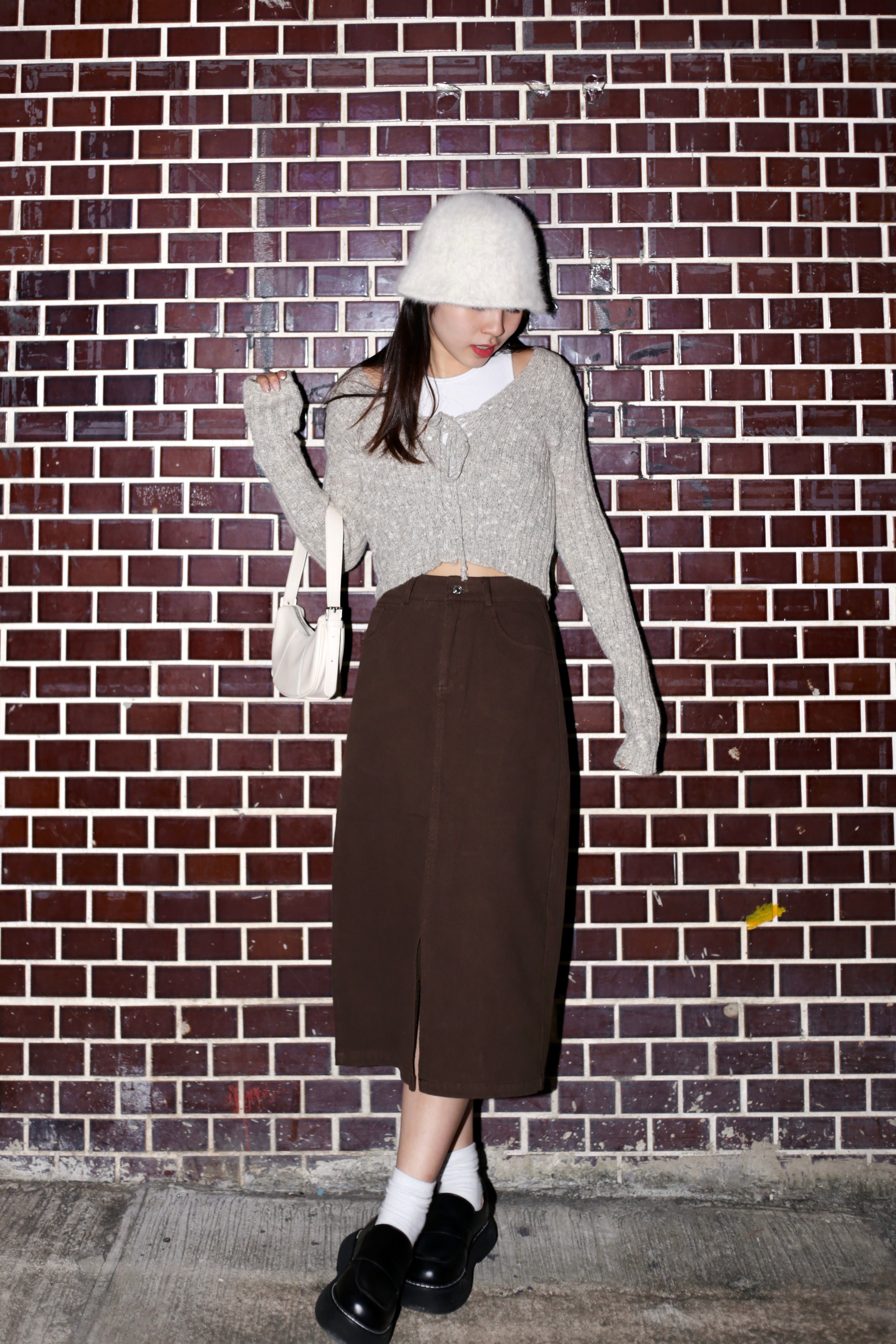 Mavis Solid Brown Skirt