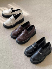 【小個子友好～增高5.2cm！】Sliver Buckle Solid Plain Loafers