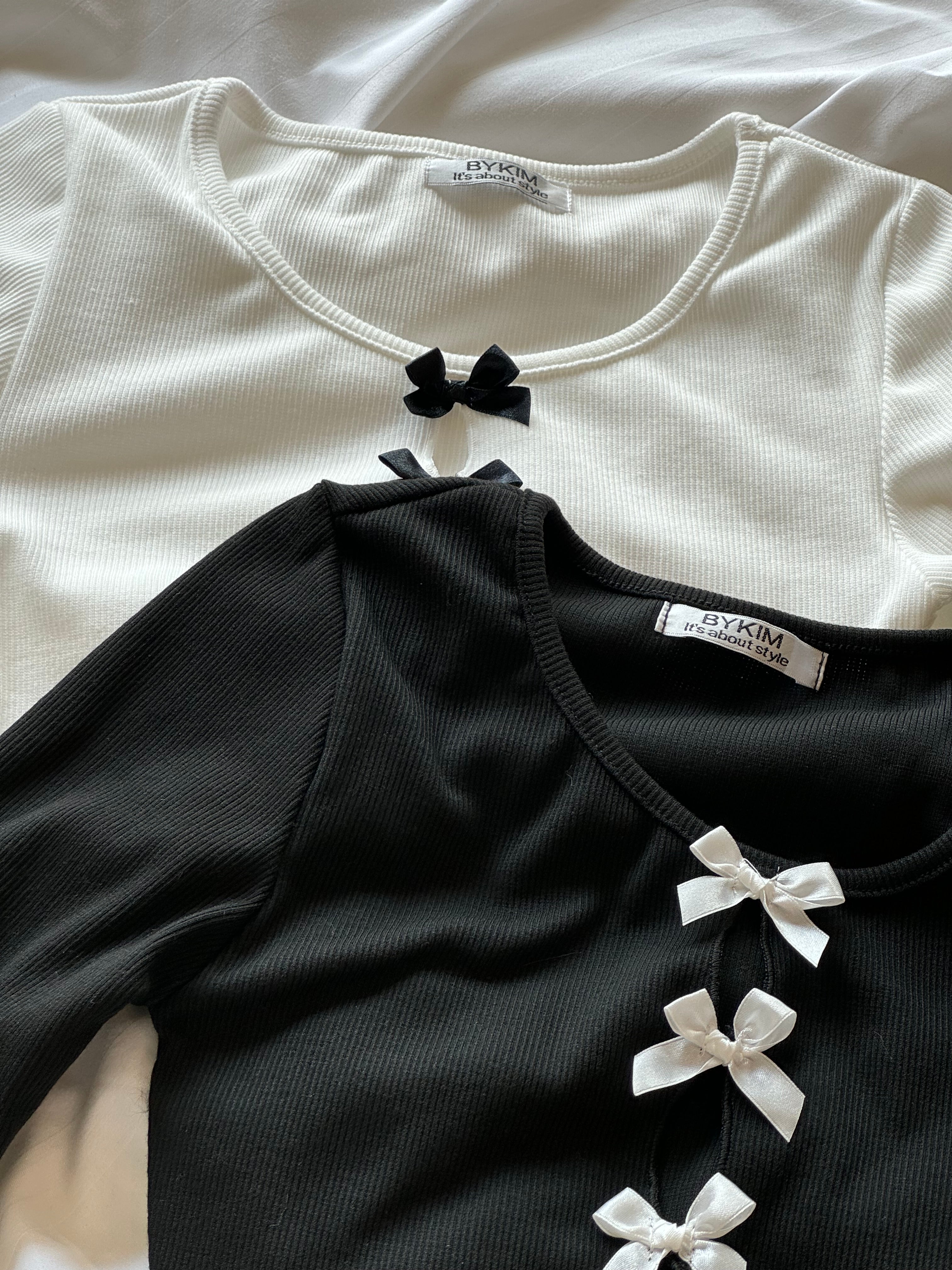 #T168 【超高性價比！】Long Sleeve Ribbon Crop Top