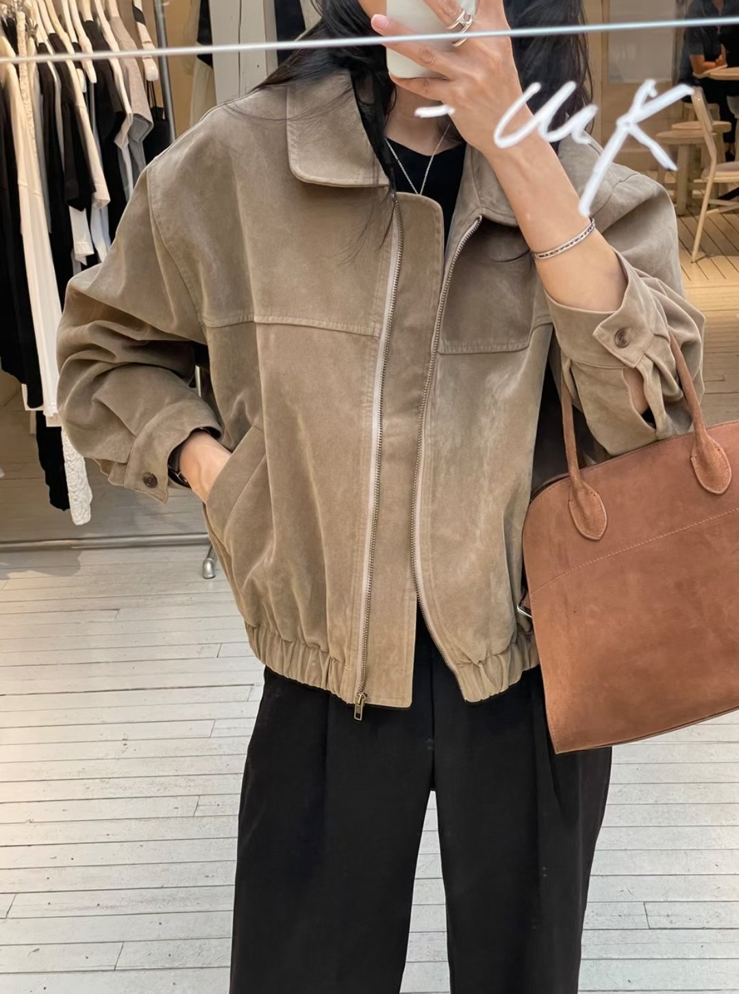 【美拉徳麂皮外套】Millard Solid Crop Jacket