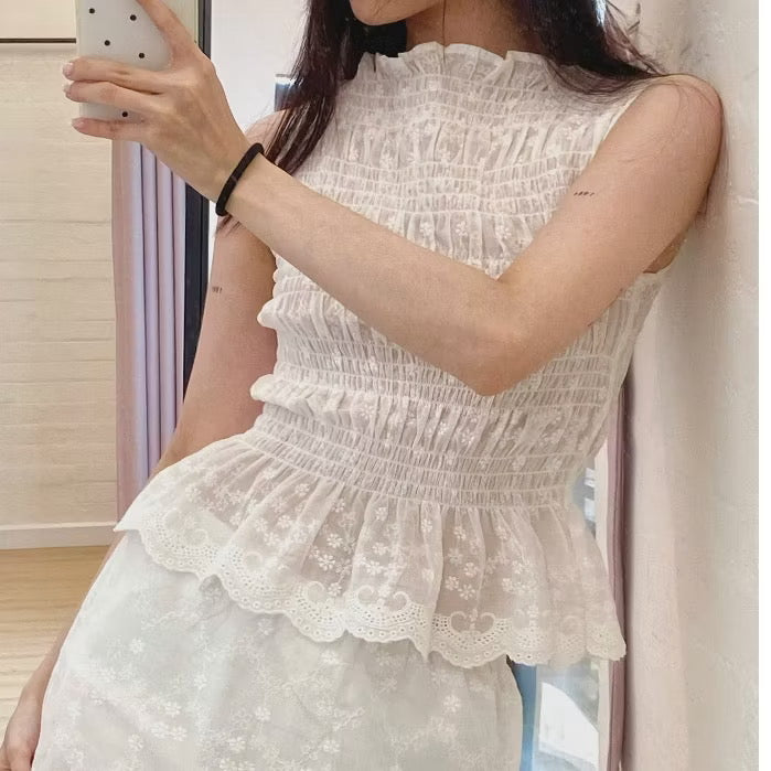 【🇻🇳越南連線】Lace Boat Neck Crop Top