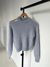 【海馬毛毛冷衫】Fluffy Solid Shoulder Cut Cardigan