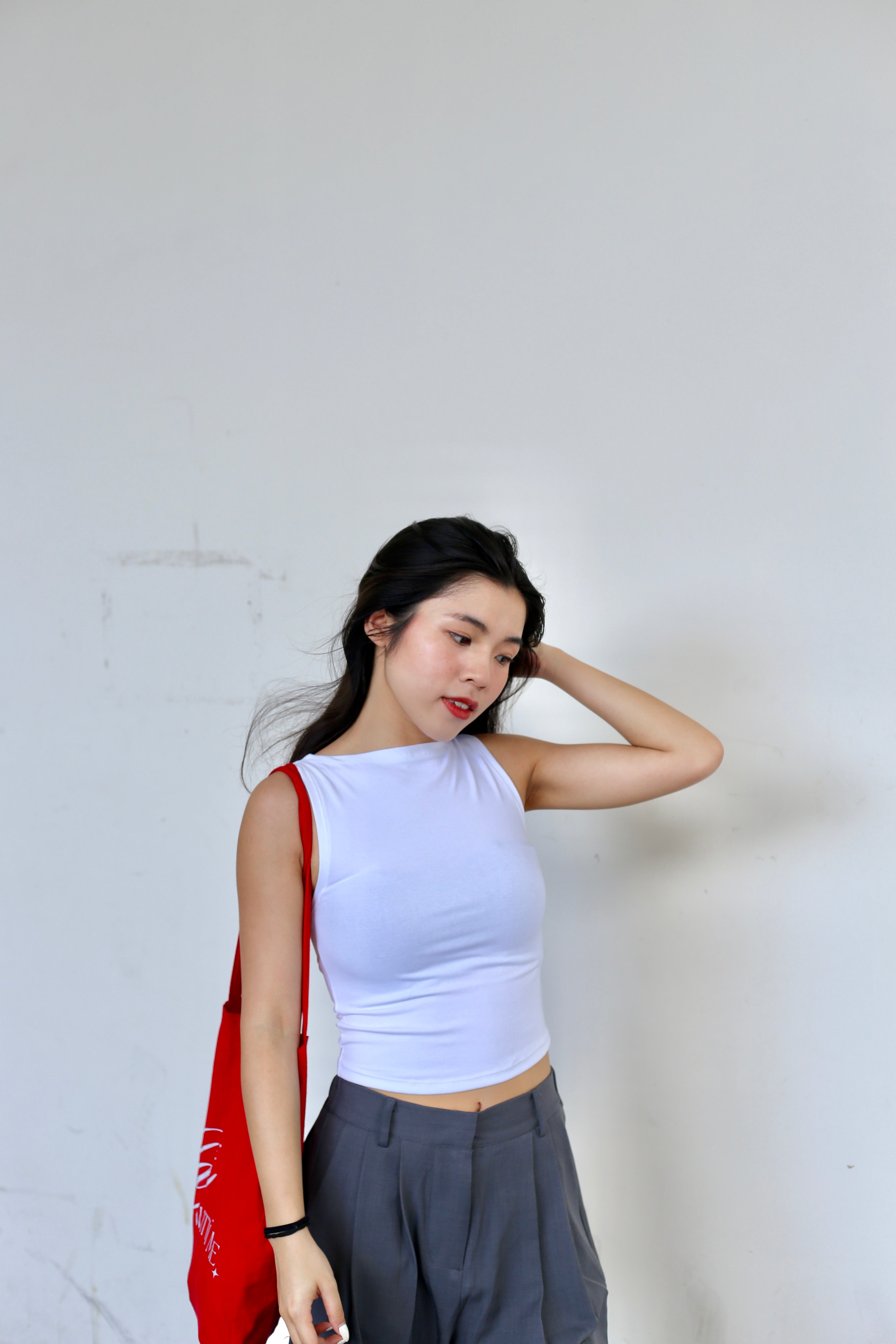 #T240【店主自留款! 10/10入膊背心】Basic Solid Boat Neck Tank Top