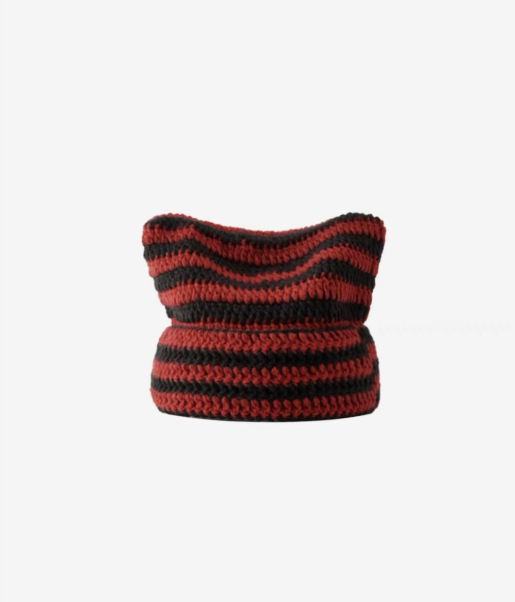 【大熱Y2K貓貓冷帽🐈】Striped Cat Beanie