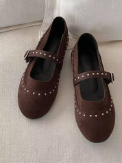 【百搭易襯款！】Suede Studs Ballet Flats