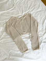 【慵懶感綁帶罩衫｜2色入】Tie Front Solid See-Throgh Knit Cardigan
