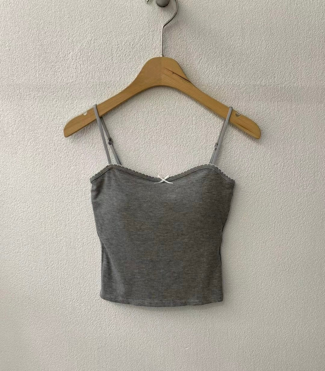 【✔️PAD｜小蝴蝶結設計】Lil Ribbon Solid Padded Bra Top