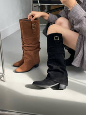 【6cm粗踭長Boots】6cm Classy Suede Boots