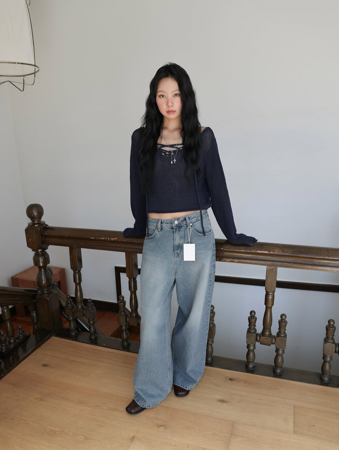【慵懶感綁帶罩衫｜2色入】Tie Front Solid See-Throgh Knit Cardigan