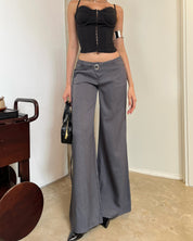 Figure flattering low rise long flared pants