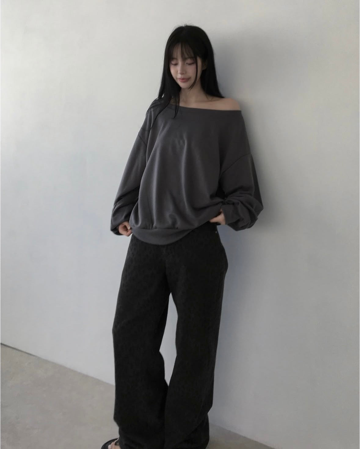 【歐美風單肩sweater】 Long Sleeve Off Shoulder Sweater