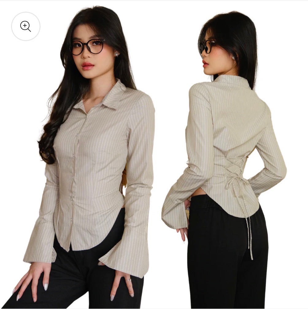 【後綁帶恤衫｜6色入】Miss Manager Fitted Shirt