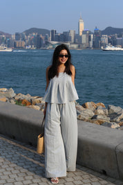 【超舒適慵懶渡假套裝】Solid Cami Top With Wide Leg Pants Set