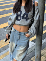 【含內絨！】84 Off Shoulder Crop Sweater