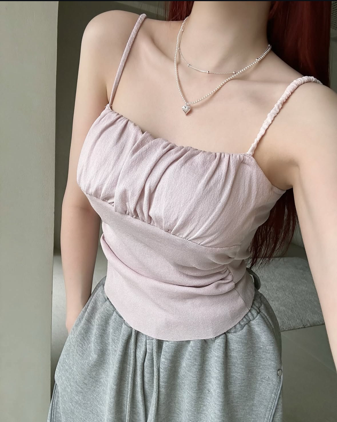 【✔️PAD｜皺褶設計】Solid Ruched Bust Padded Bra Top