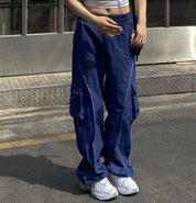 Solid Blue Cargo Pants