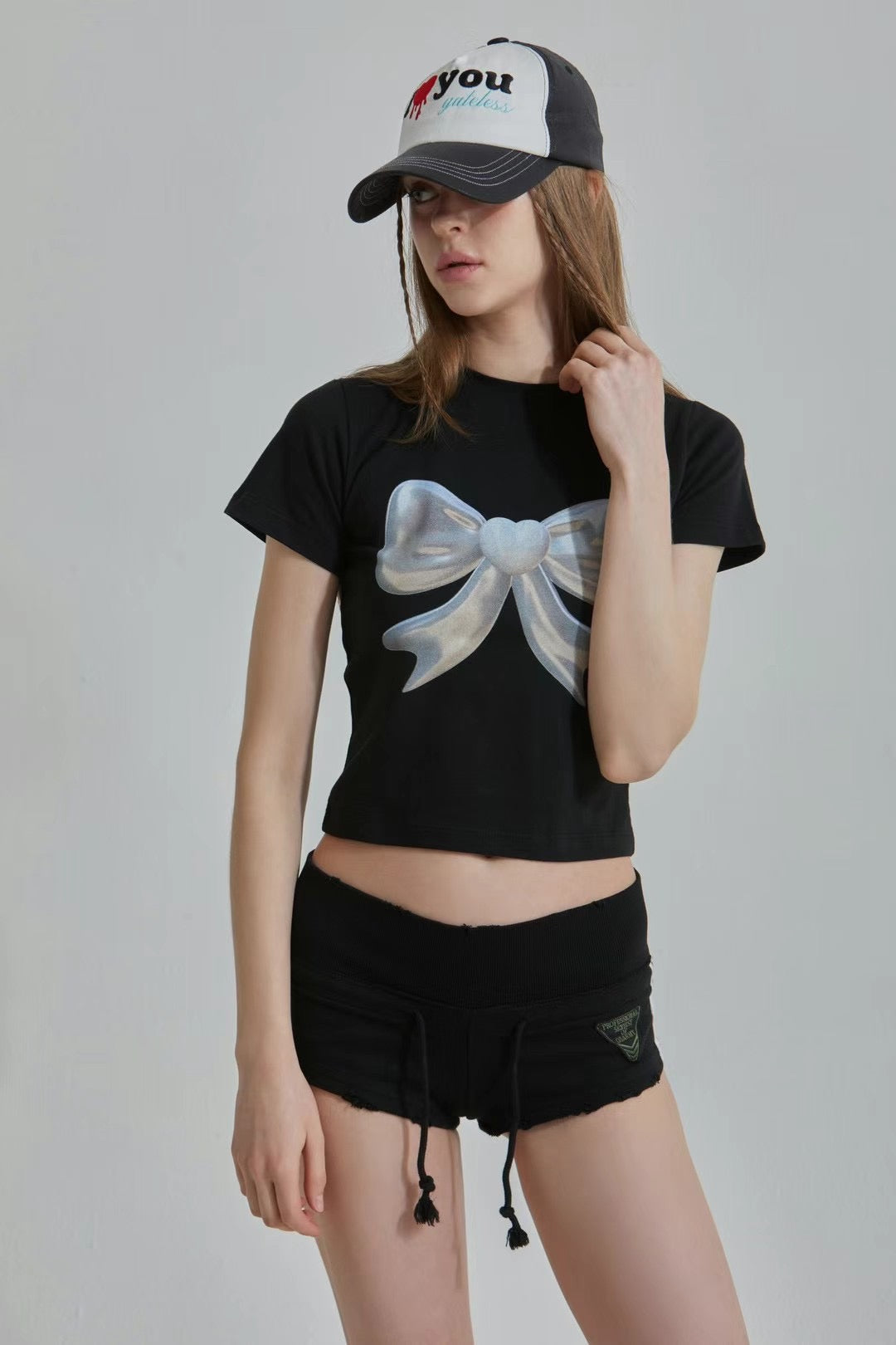 Silvery Ribbon Crop T-shirt