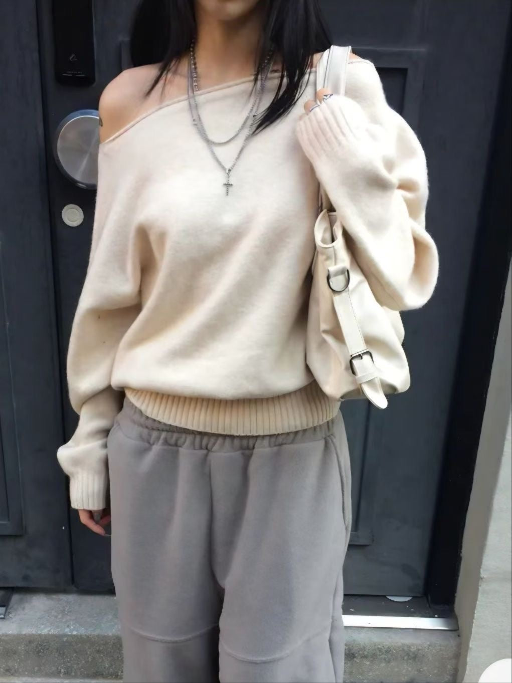 【歐美感針織Top】Ribbed Off Shoulder Cardigan